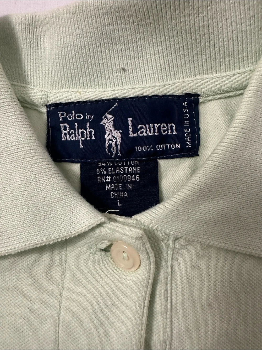 Vintage Ralph Lauren Girls' Light Green Polo Shirt Large Junior size